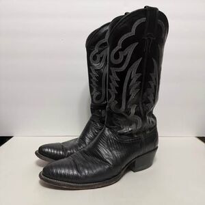 Justin Cowboy Boots Men's Style 8313 Black Lizard Exotic 8D